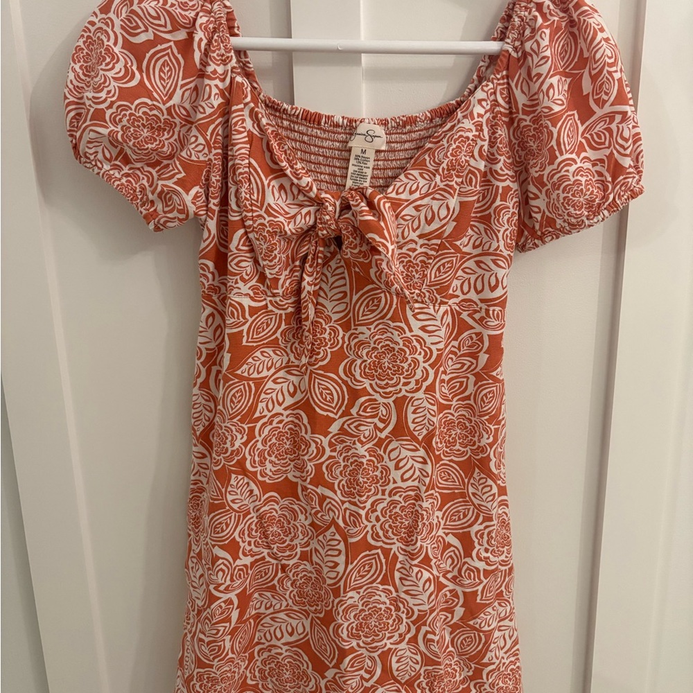 Jessica Simpson Orange and White Floral Mini Dress